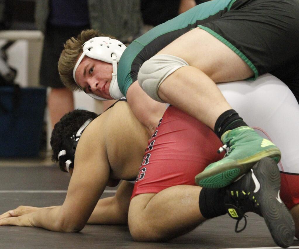 Bill Hoban/Index-TribuneSonoma's Tyler Winslow wrestles an opponent during the recent Sonoma County League Meet. This past weekend, Winslow went 2-2 during the state meet in Bakersfield.