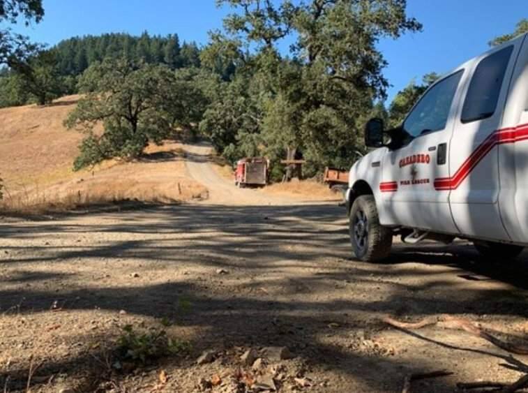 Emergency crews near the scene of an hours-long standoff in Cazadero on Sunday, Aug. 12, 2019. (GABE BARRIO)