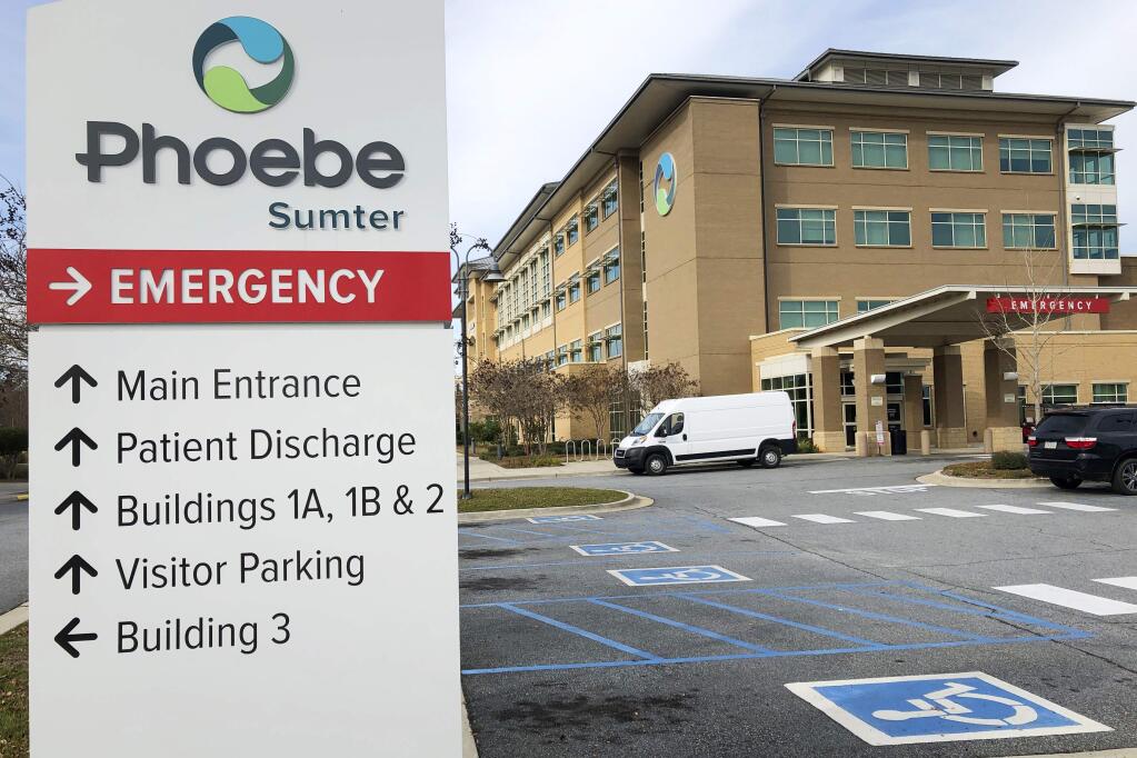 Phoebe Sumter Medical Center is seen Tuesday, Dec. 3, 2019, in Americus, Ga., where 95-year-old former president Jimmy Carterwas admitted last weekend. Carter was admitted to a south Georgia hospital over the weekend for treatment of a urinary tract infection, a spokeswoman said Monday, Tuesday, Dec. 3, 2019. (AP Photo/Cody Jackson)