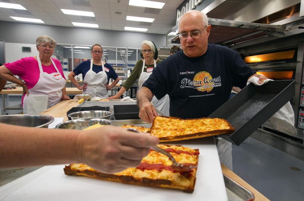 Bread and pizza baker/writer Peter Reinhart taught a class on pan pizzas at the Artisan Baking Center in Petaluma in June 2018. (John Burgess/The Press Democrat)