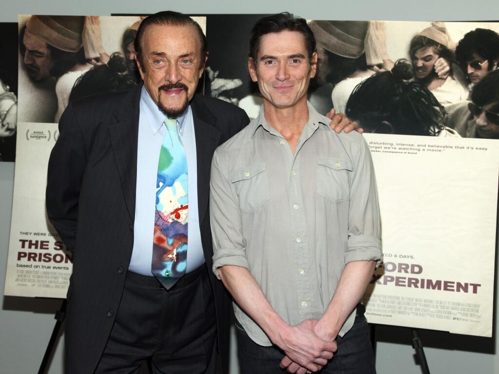 Philip Zimbardo and actor Billy Crudup, attend the 'The Stanford Prison Experiment' on July 15 in (ANDY KROPA / Invision)