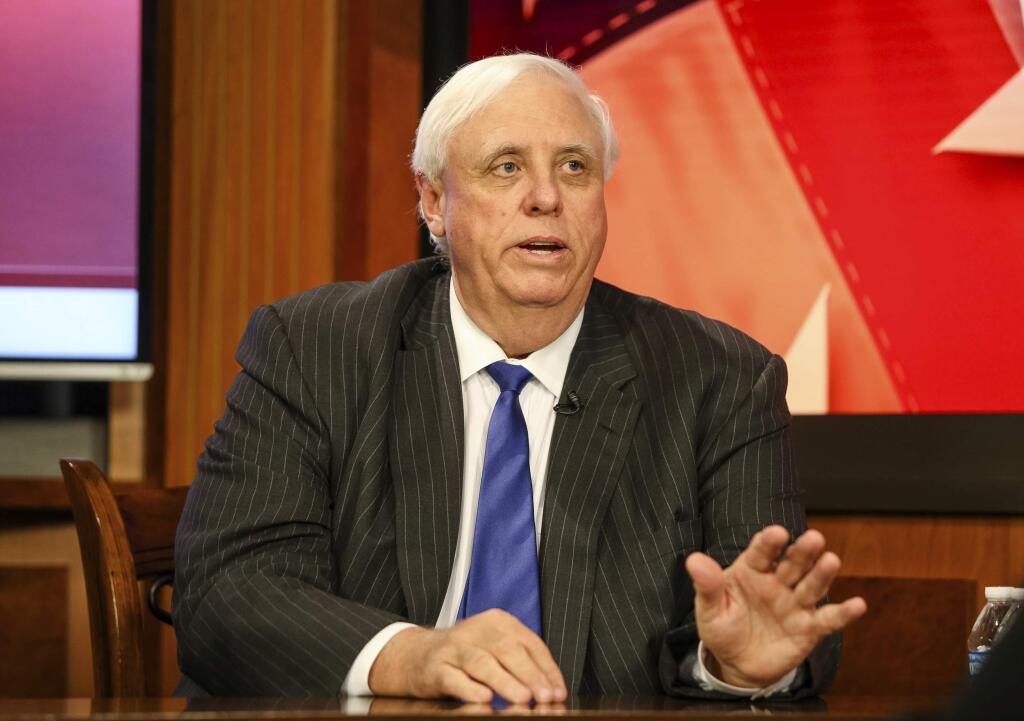 West Virginia Governor Jim Justice speaks during a town hall meeting on Wednesday, March 22, 2017, at WSAZ's studio in Huntington, W. Va. (Sholten Singer/The Herald-Dispatch)