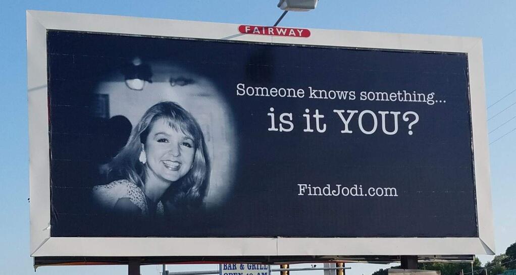STILL SEARCHING: Private Investigator Caroline Lowe's efforts include the posting of billboards like this one. (PHOTO BY KRISTEN NATHE)