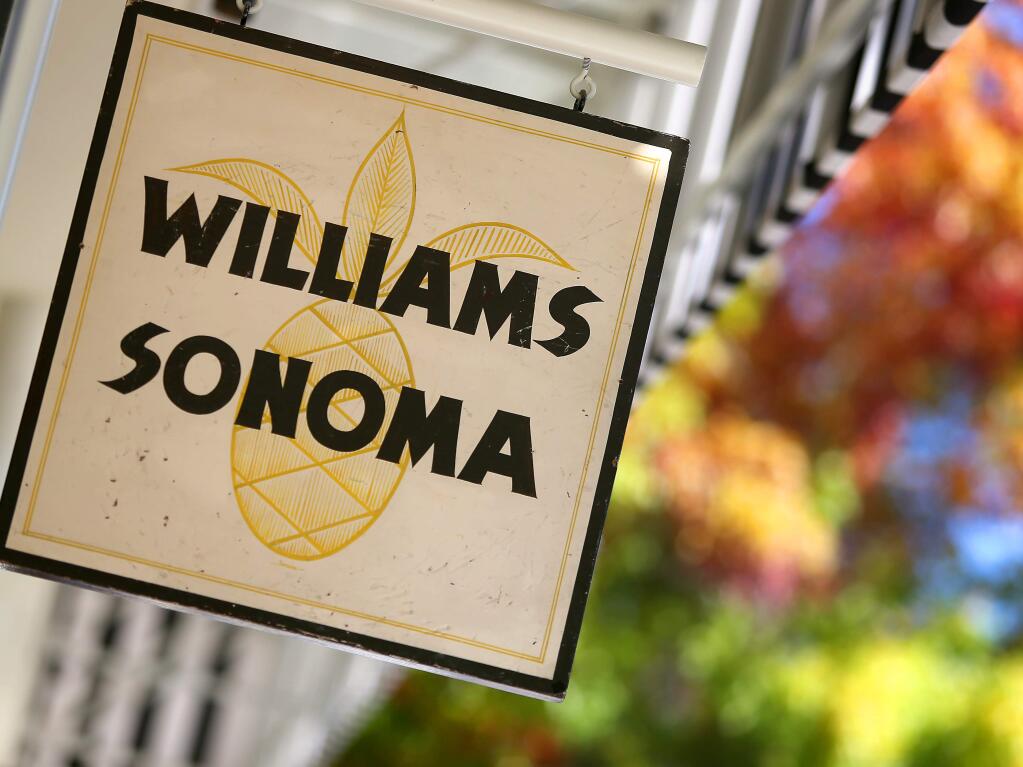 The original store sign hangs outside of the Williams-Sonoma location in Sonoma in 2014. (CHRISTOPHER CHUNG/ PD FILE)