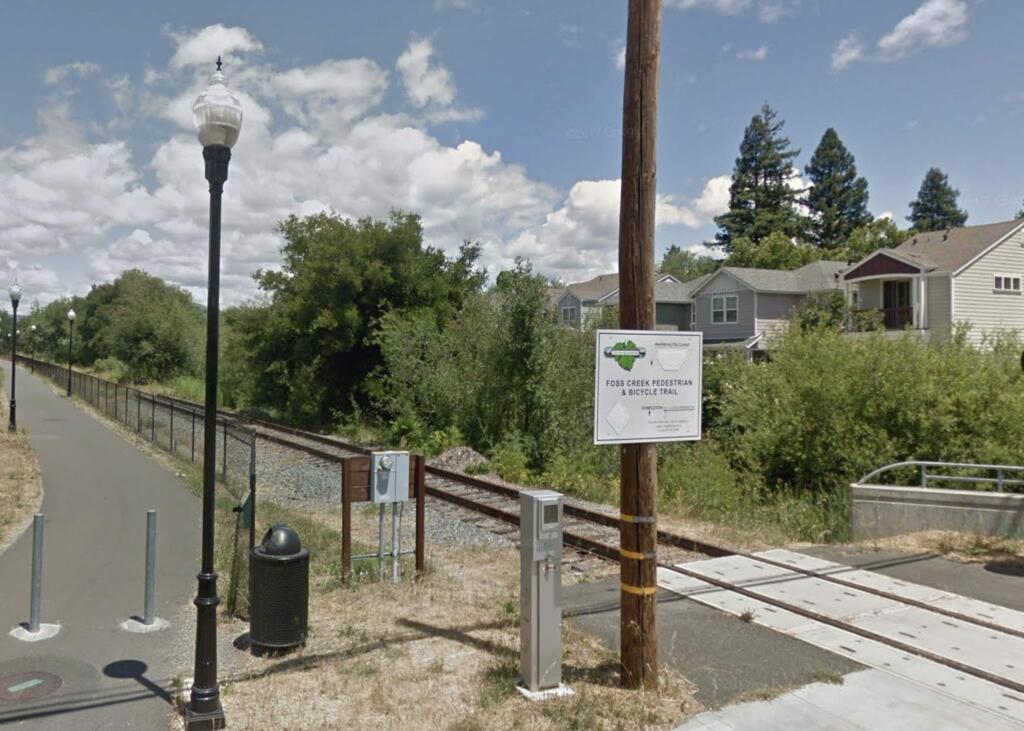 The Foss Creek pedestrian and bicycle trail, looking north from Grant Street. (GOOGLE STREET VIEW)