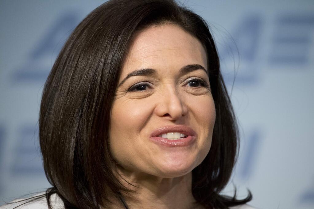FILE - In this June 22, 2016, file photo, Facebook Chief Operating Officer Sheryl Sandberg speaks at the American Enterprise Institute in Washington. Sandberg said on NBC's 'Today' show Thursday, Dec. 8, 2016, that misinformation on Facebook didn't sway the election in favor of President-elect Donald Trump. (AP Photo/Alex Brandon, File)