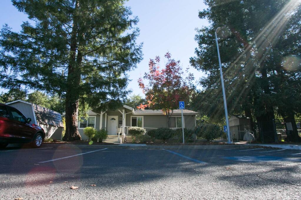 Five parking spaces in front of the homeless shelter in Sonoma are proposed as 'safe parking' for those who want to sleep in their vehicles overnight. Thursday, Oct. 20, 2016. (Photo by Julie Vader/special to the Index-Tribune)