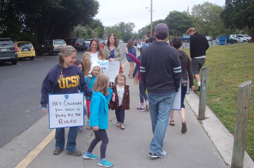 Petaluma teachers demonstrate at Mary Collins School at Cherry Valley on Wednesday, May 24. Teachers staged a one-day strike amid a labor dispute with the school district. MATT BROWN/ARGUS-COURIER STAFF