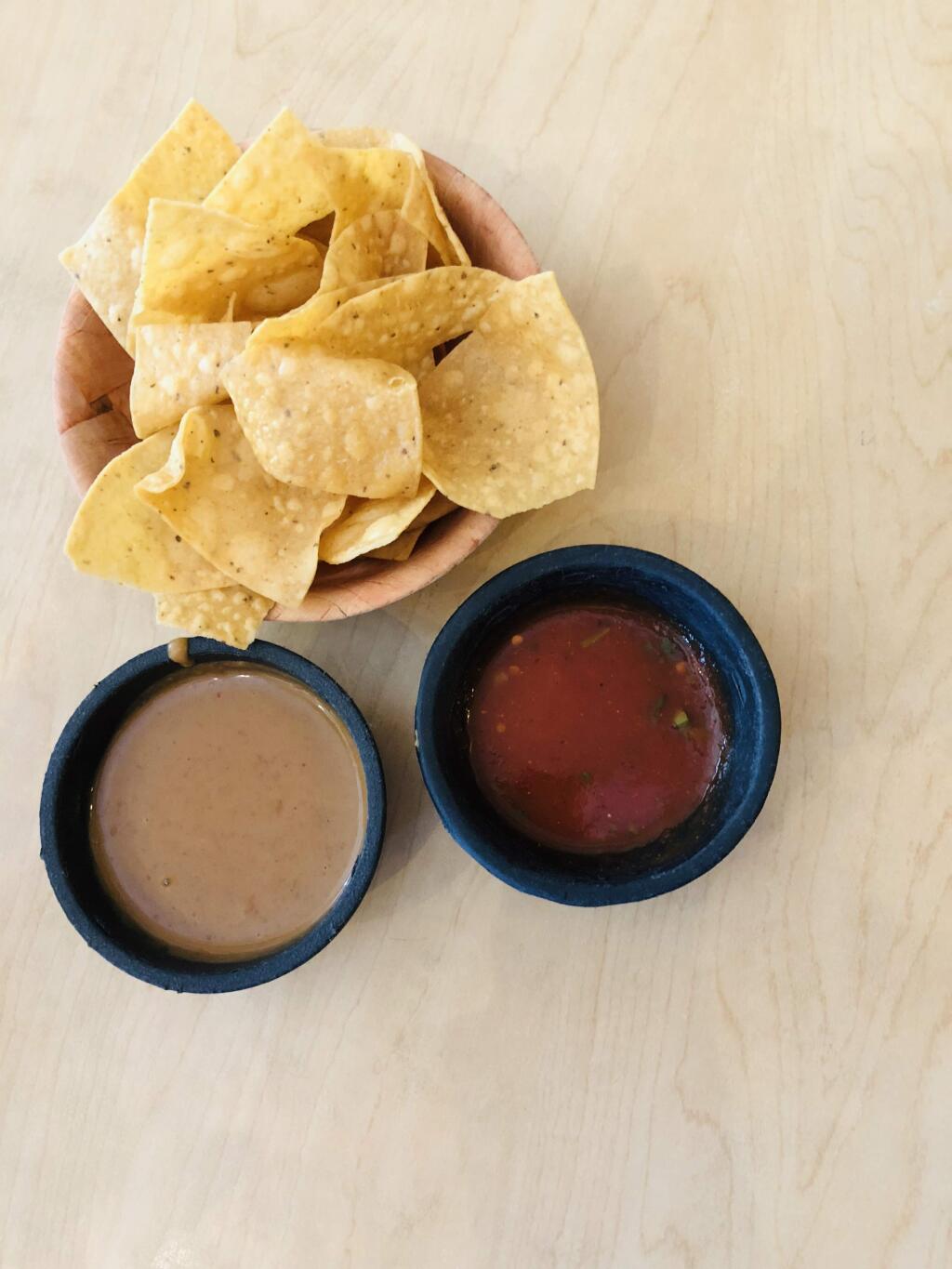 Chips come with a spicy salsa and a creamy bean dip at Mi Pueblo. EMILY CHARRIER/ARGUS-COURIER