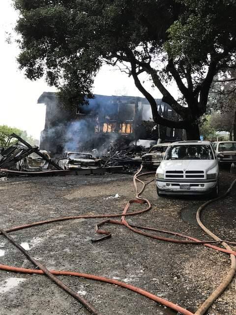 Fire burned a Sonoma Valley home causing about $500,000 worth of damage on Monday, May 29, 2017. (COURTESY OF SPENCER ANDREIS/ SONOMA VALLEY FIRE)