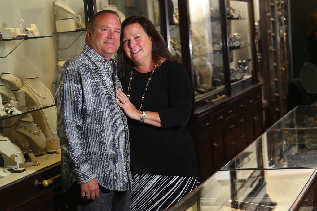 Doug and Ame Van Dyke, owners of E.R. Sawyer Jewelers. (Christopher Chung / The Press Democrat)