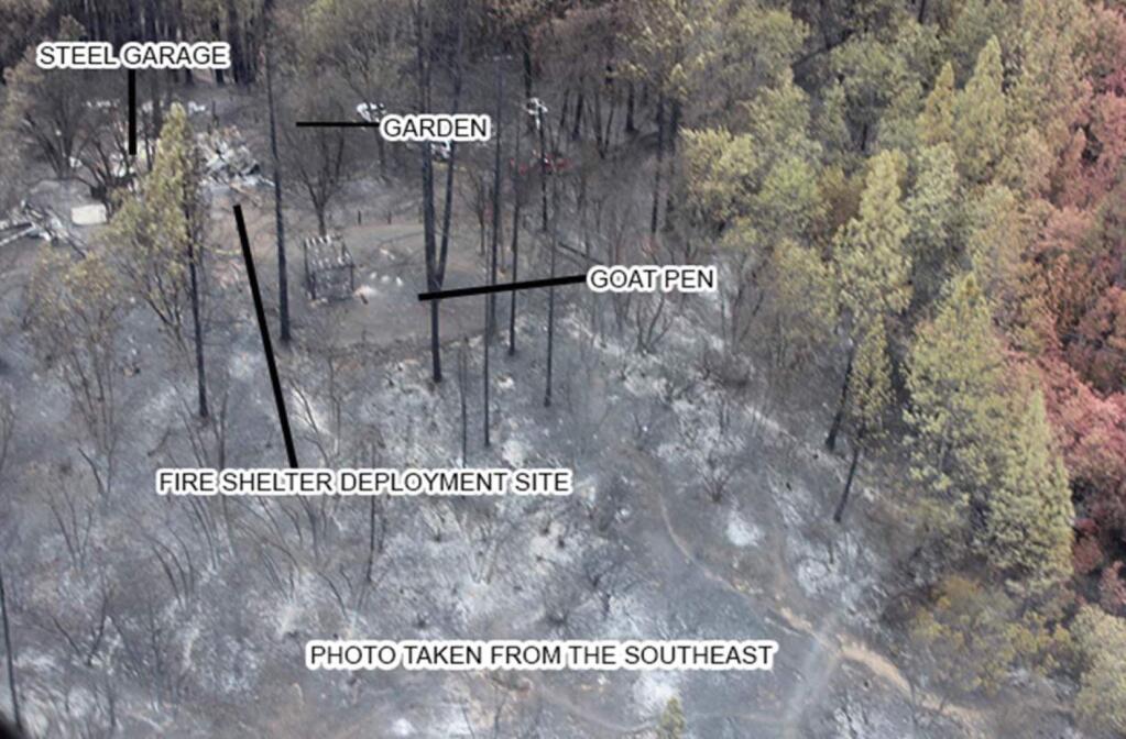 An image from a Cal Fire report on the Valley fire shows the area where four firefighters were injured in the initial response to the blaze. (Cal Fire)
