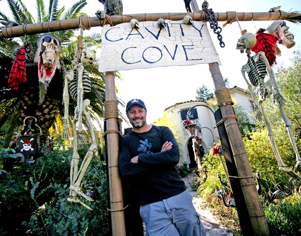 Terry Hankins/Argus-Courier file photoLawrence Cowell is all ready for trick-or-treaters to visit his pirate-themed Cavity Cove fun spot. If you'd like to visit the home is located at 900 D Street at 10th Street.