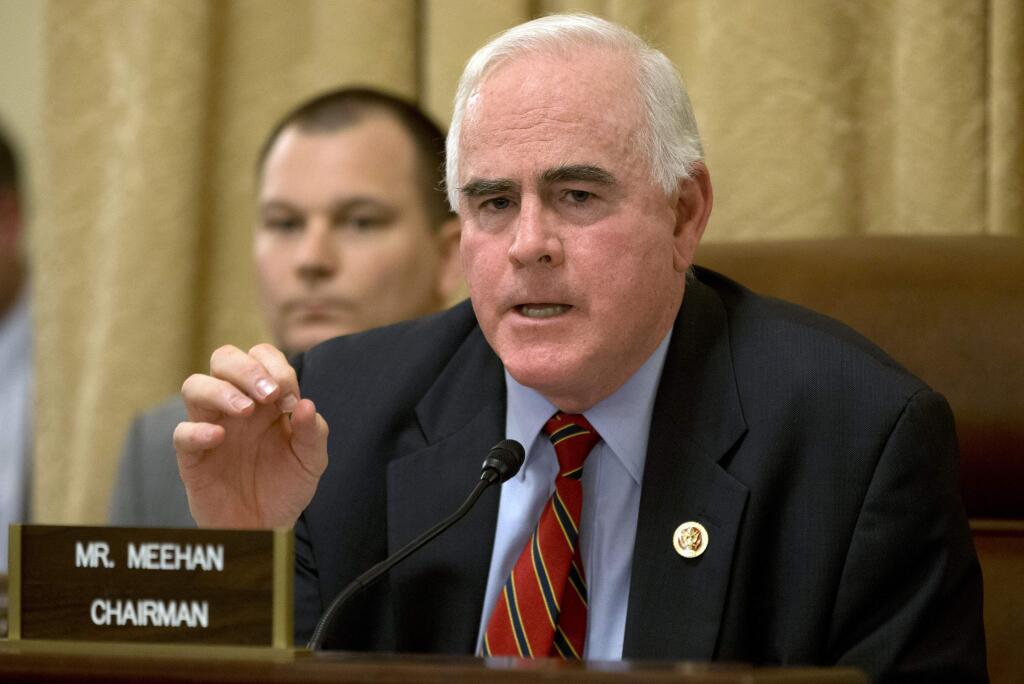 FILE - In this March 20, 2013 file photo, Rep. Patrick Meehan, R-Pa. speaks on Capitol Hill in Washington. House Speaker Paul Ryan ordered an Ethics Committee investigation Saturday, Jan. 20, 2018, after the New York Times reported that Meehan used taxpayer money to settle a complaint that stemmed from his hostility toward a former aide who rejected his romantic overtures. (AP Photo/Jacquelyn Martin, File)