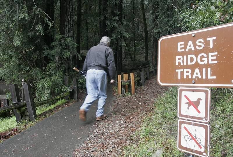 Bert Ruster of Rio Nido heads up a trail in Armstrong Grove State Park in 2008. (PD FILE)
