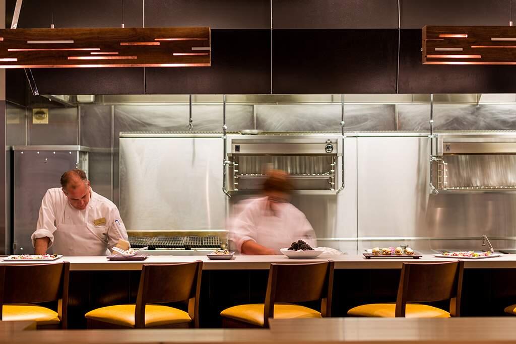 As part of the Restaurant at CIA Copia's self-described 'uncommon experience,' chefs bring their dishes directly from the kitchen to the tables.