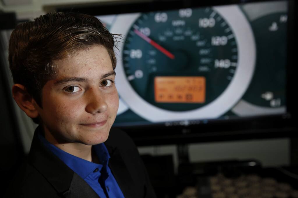 Pavel Karabelov, 13, an eighth grader at Rincon Valley Charter School, won the national Drive2Live PSA contest. Photo taken on Sunday, April 15, 2018 in Santa Rosa, California . (BETH SCHLANKER/The Press Democrat)