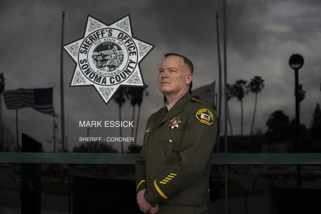 Sonoma County Sheriff Mark Essick photographed at the Sheriff's office building in Santa Rosa on Jan. 5, 2019. (Erik Castro / For The Press Democrat)
