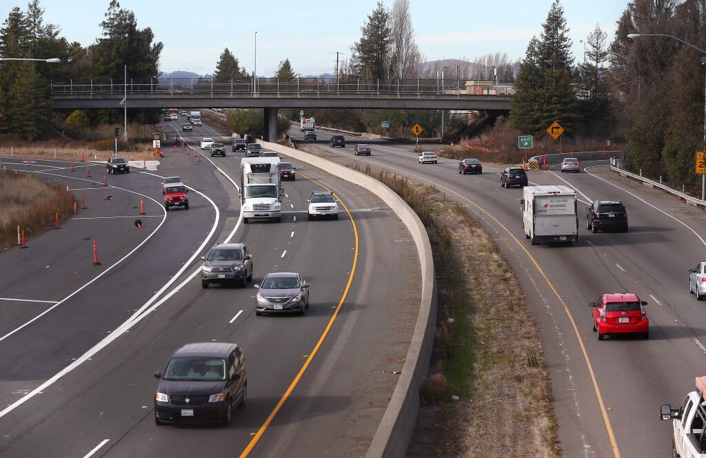 Highway 101 at the East Washington Street interchange in Petaluma in 2013. (CHRISTOPHER CHUNG/ PD)