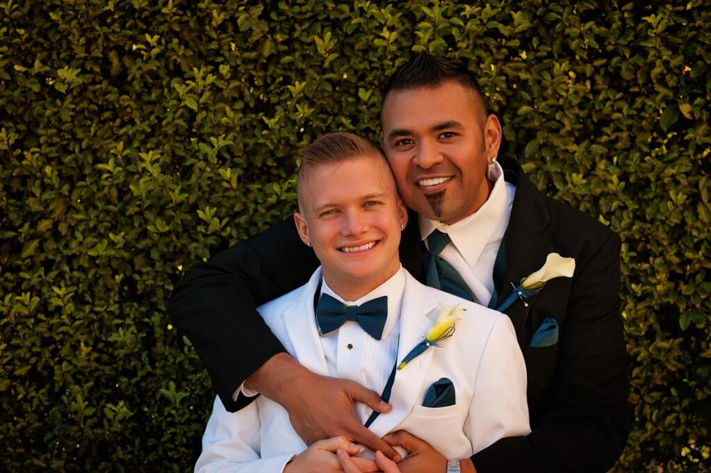 Courtesy photoRoss Galleto, left, and Silver Galleto at their wedding in December 2013 at the Hyatt Vineyard Creek Hotel and Spa in Santa Rosa.