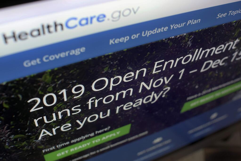 A photo showing the HealthCare.gov website on a computer screen in New York. The Obamacare sign-up period for next year runs from Nov. 1 to Dec. 15. (PATRICK SISON / Associated Press)