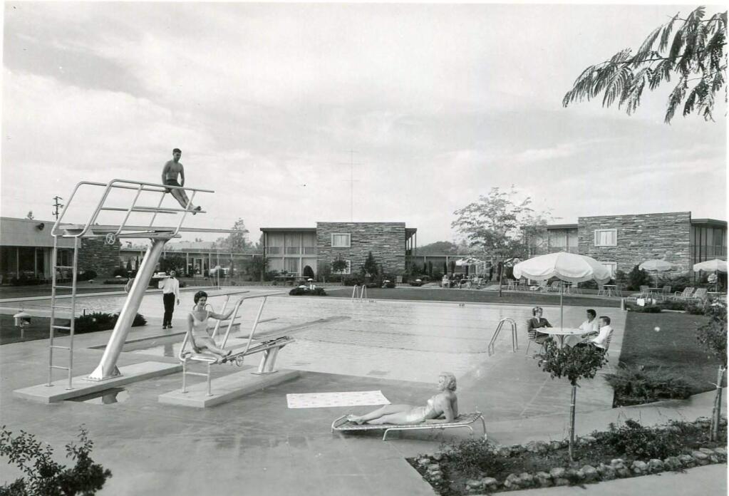 You jumped from the diving boards at the Flamingo Hotel pool. Or, as Alice Nihil writes, you got scared and climbed back down the ladder. (Courtesy of the Sonoma County Library)