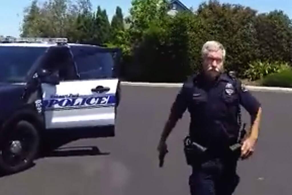 A video taken by a Rohnert Park resident captured his encounter with a police officer who drew his gun after the man refused to take his hand out of his pocket.