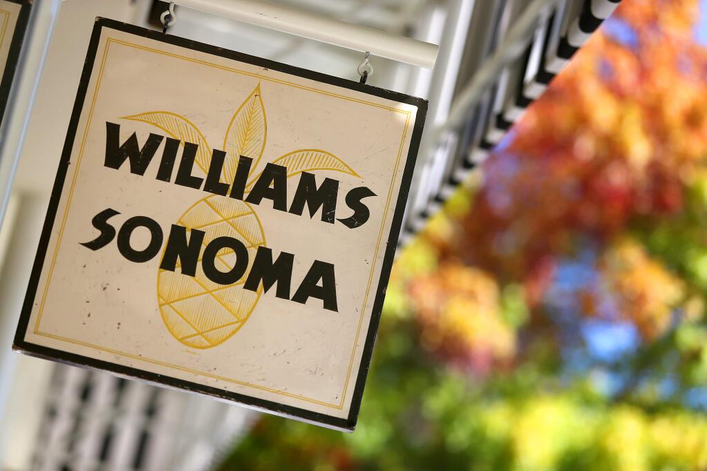 The original store sign hangs outside of the new Williams-Sonoma location, in Sonoma on Friday, October 3, 2014. The store is located at the original site where founder Chuck Williams first got started in 1956. (Christopher Chung/ The Press Democrat)