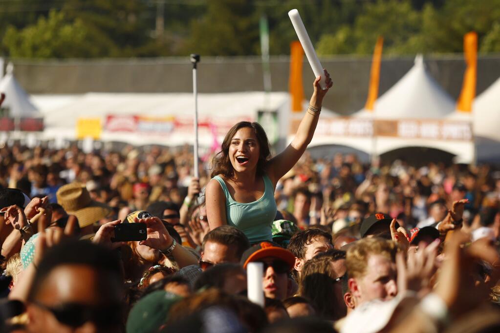 Fans enjoy a show at the BottleRock music festival in Napa on Saturday, May 31, 2014. The lineup for 2015's event was announced Tuesday, Jan. 6, 2015. (PD FILE, 2014)