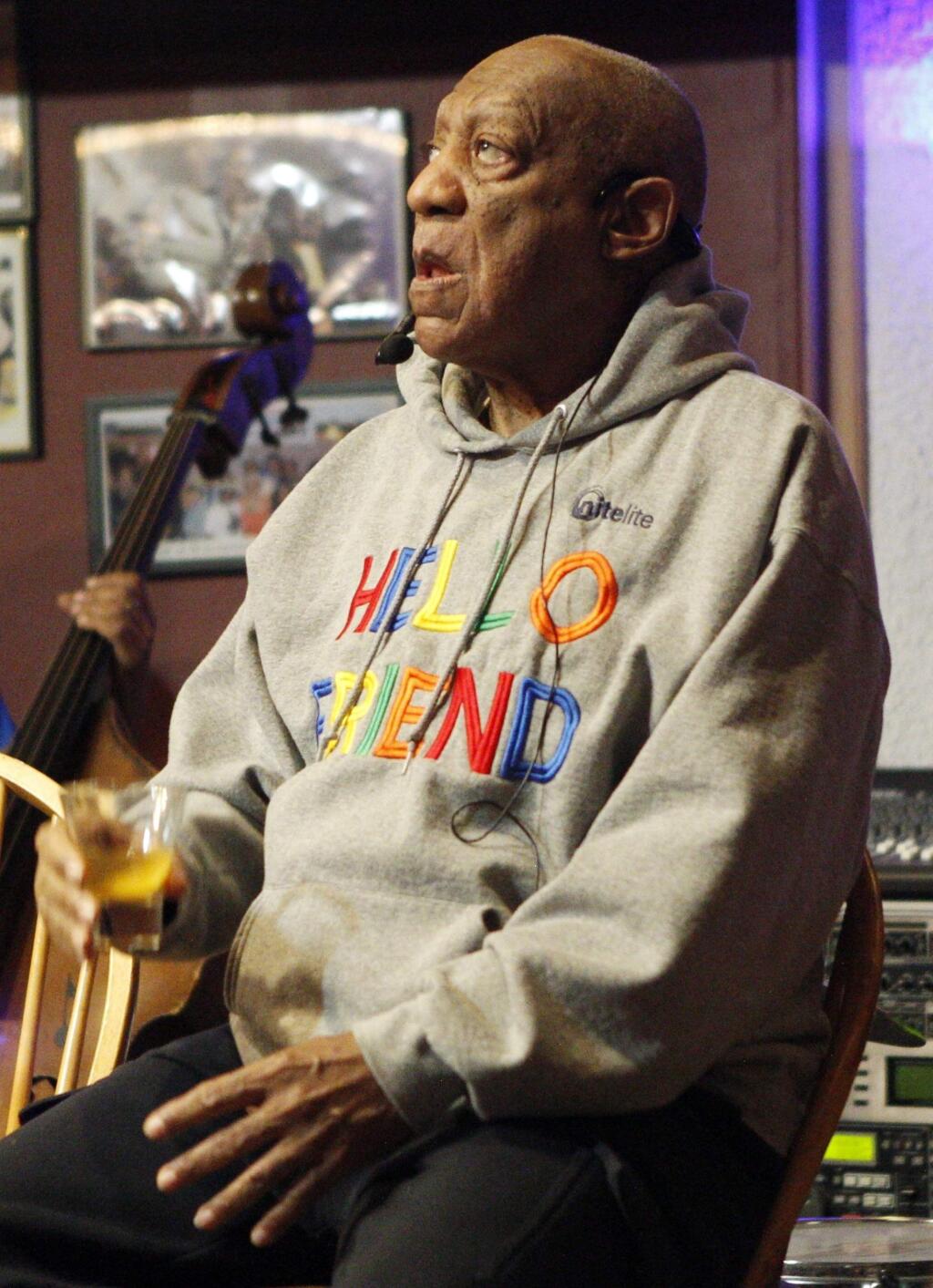 Bill Cosby performs comedy at the LaRose Jazz Club in Philadelphia on Monday, Jan. 22, 2018. It was his first public performance since his last tour ended amid protests in May 2015. Cosby has denied allegations from about 60 women that he drugged and molested them over five decades. He faces an April retrial in the only case to lead to criminal charges. (AP Photo/Michael R. Sisak)