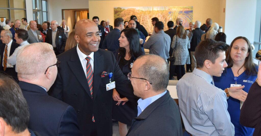 NorthBay Healthcare Hospital Division President Konard Jones greets guests as they enter NorthBay Medical Centers sparkling new Welcome Pavilion on Nov. 16.. (NorthBay Healthcare)