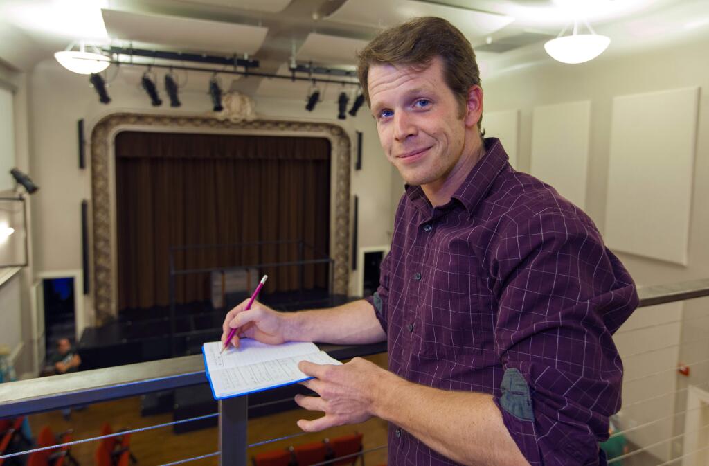 Trevor Hoffman, director of The Fantasticks, takes notes during a rehearsal at Andrews Hall. (Photo by Robbi Pengelly/Index-Tribune)
