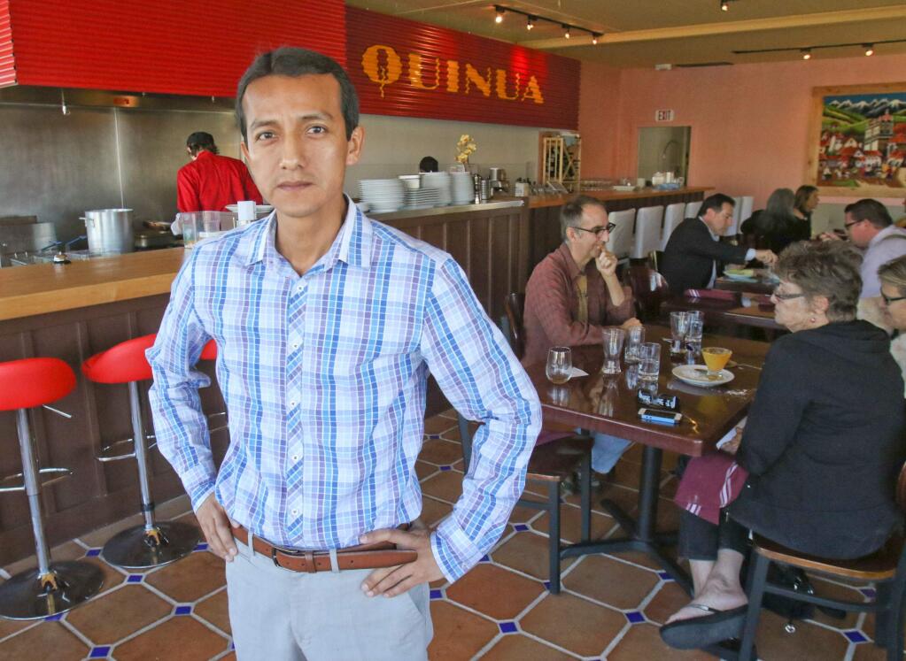 Juan Gutierrez at his restaurant Quinua in Petaluma on Tuesday February 23, 2016. (SCOTT MANCHESTER/ARGUS-COURIER STAFF)