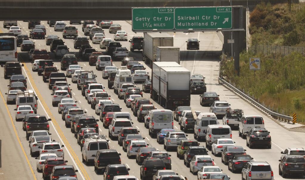 Traffic clogsInterstate 405 in Los Angeles on a recent afternoon. Vehicles produce 40 percent of California's air pollution. (AL SEIB / Los Angeles Times)