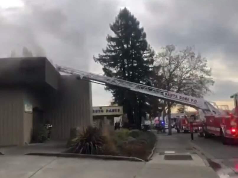 A screenshot from video shared on Facebook by the Santa Rosa Fire Department of a fire at Garden Spout on Petaluma Hill Road in Santa Rosa on Thursday, Jan. 23, 2020. (SANTA ROSA FIRE DEPARTMENT)
