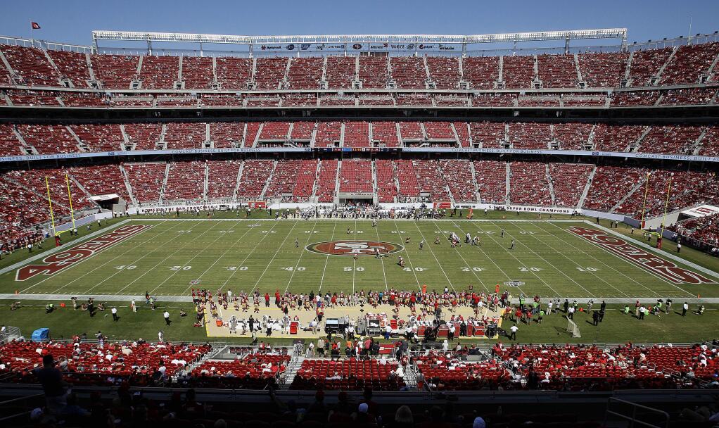The field at Levi's Stadium is shown during the third quarter of an NFL preseason football game between the San Francisco 49ers and the San Diego Chargers in Santa Clara, Sunday, Aug. 24, 2014. (AP Photo/Mathew Sumner)