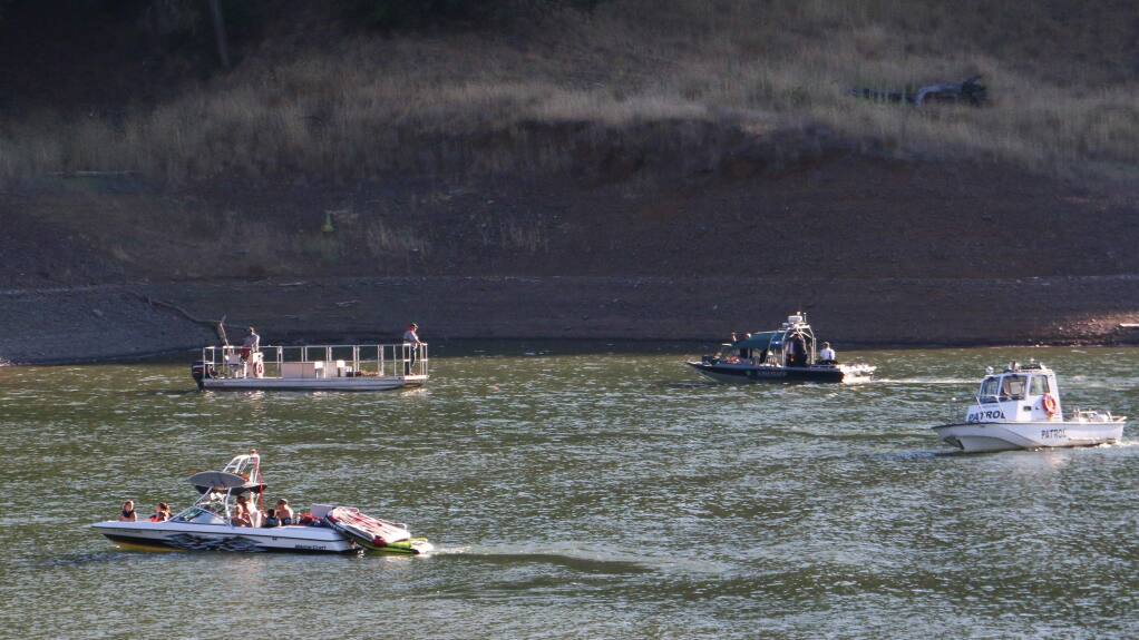 Crews search for a 14-year-old boy who went missing at Lake Sonoma on Saturday, July 4, 2015, after falling off an inner tube. (Photo by Kevin Reyes)