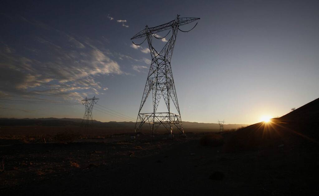 San Diego Gas & Electric's 117-mile Sunrise Powerlink transmission line runs through California's Imperial County, toward San Diego County, near the U.S.-Mexico border. (Peggy Peattie/San Diego Union-Tribune/TNS)