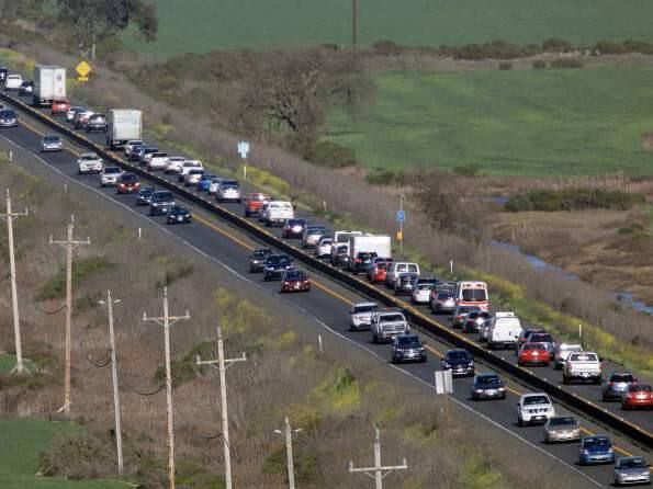 Traffic on State Route 37 near the Sonoma Raceway. (PD File)