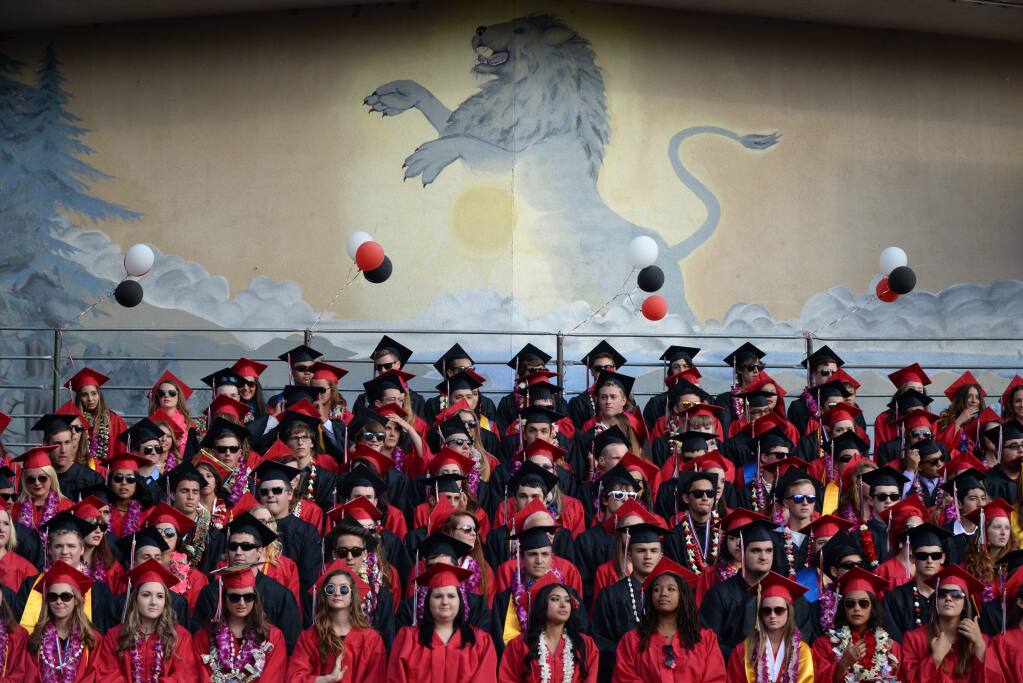 The class of 2015 at the start of the El Molino High School graduation ceremony held Thursday evening in Forestville. June 4, 2015. (Photo: Erik Castro/for The Press Democrat)