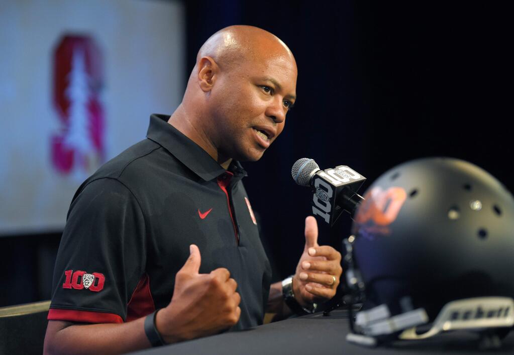 Stanford head football coach David Shaw has spoken to his players about sexual assault and worked to bring in rape victim Brenda Tracy to address the team in April 2017. (AP Photo/Mark J. Terrill, 2015)