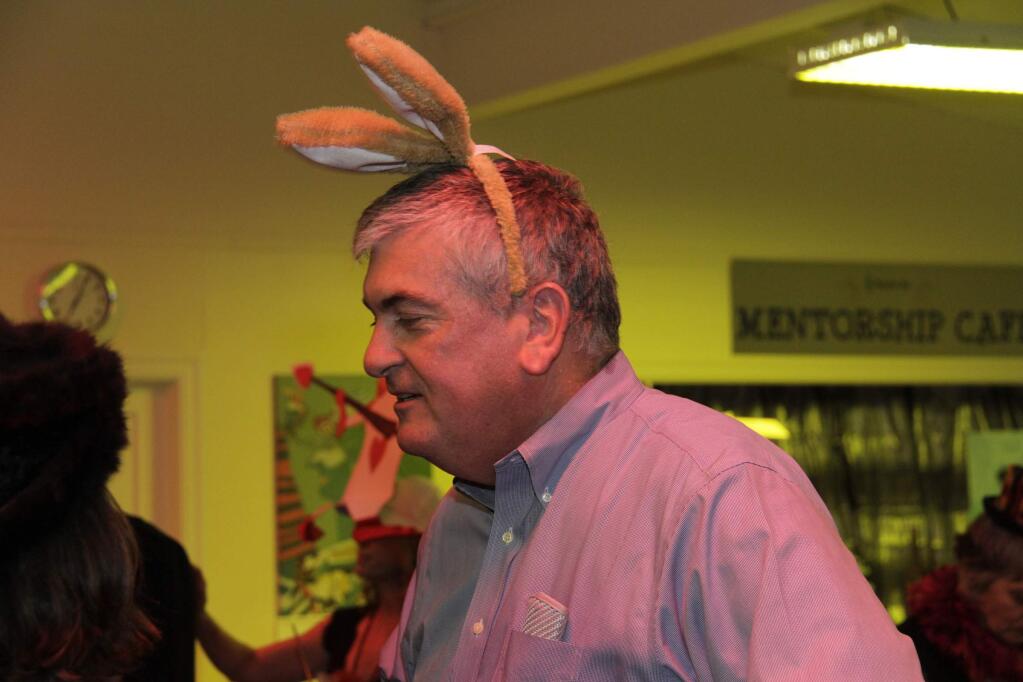 Sonoma County Supervisor David Rabbit wearing his ribbit ears at the 10th Annual Mad Hatter Ball held at the Mentor Me Cavanagh Center on March 28, 2015. (Jim Johnson/For the Argus-Courier)