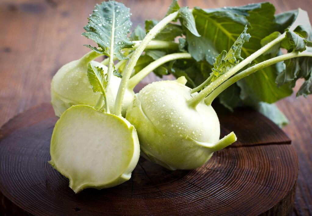 Kohlrabi, though odd looking, is a delicious, versatile vegetable that is packed with nutrition yet woefully under-appreciated in this country. Mild and sweet, it can be peeled and eaten like an apple.