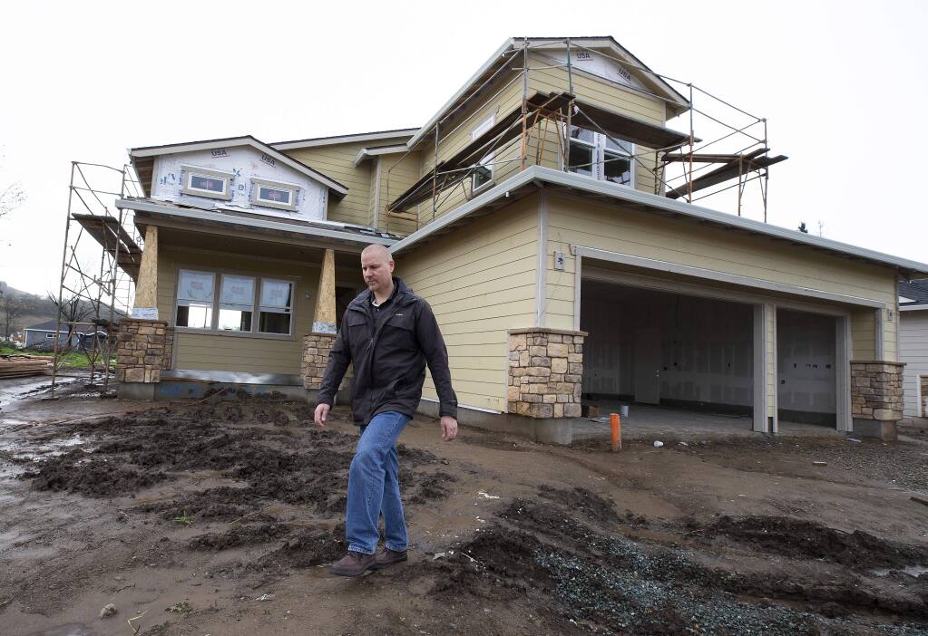Mike Holdner lost his home in the 2017 wildfires and helped his neighbors by becoming a block captain on Pacific Heights Rd. in Larkfleid. He joined with many of his neighbors to use a single builder to bring down rebuilding costs and hopes to move into his new home soon. (photo by John Burgess/The Press Democrat)