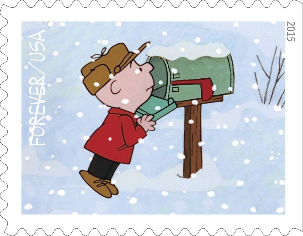 The US Post Office is issuing a set of ten ‘Charlie Brown' stamps, marking the 50th anniversary of ‘A Charlie Brown Christmas.' (USPS)