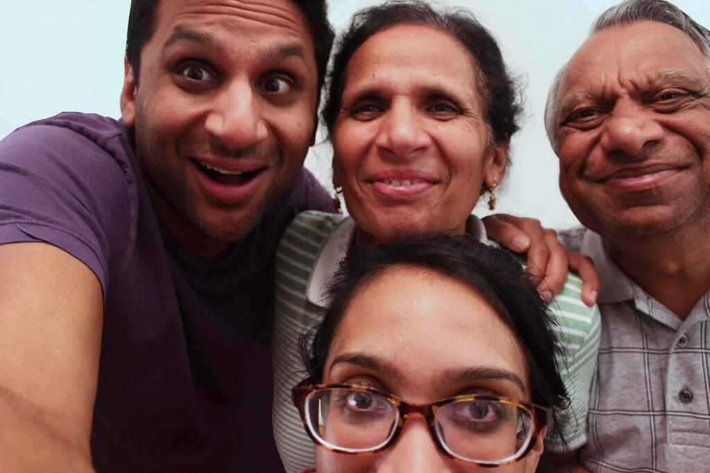 One In A Billion FilmsA Patel family selfie, with actor Ravi (clockwise from left), parents Champa and Visant, and sister Geeta in 'Meet the Patels,' about Ravi's search for love, with the help of his family.