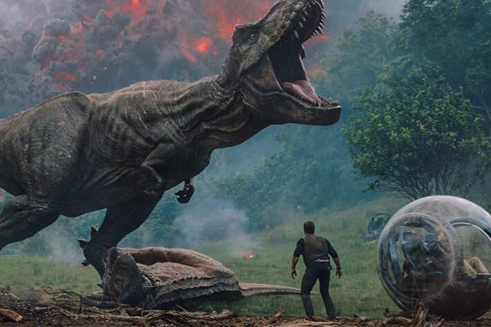 Volcanos, dinos and more peril for Chris Pratt in the latest Jurassic sequel.
