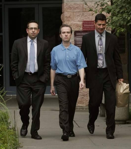 10/21/2006: B1: John Mark KarrPC: John Mark Karr (cq),center, walks out of the Sonoma County Main Adult Detention Facility with his attorneys Benjamin Prince (left) and Robert M. Amparan (right) in Santa Rosa Thursday October 5 in Santa Rosa. In a four-minute hearing Thursday afternoon, Chief Deputy District Attorney Joan Risse asked the judge to dismiss the 2001 child pornography case against the 41-year-old Karr,saying there is insuffiicient evidence to prove the case. (PRESS DEMOCRAT/ MARK ARONOFF) NO SALES NO SALES NO SALES