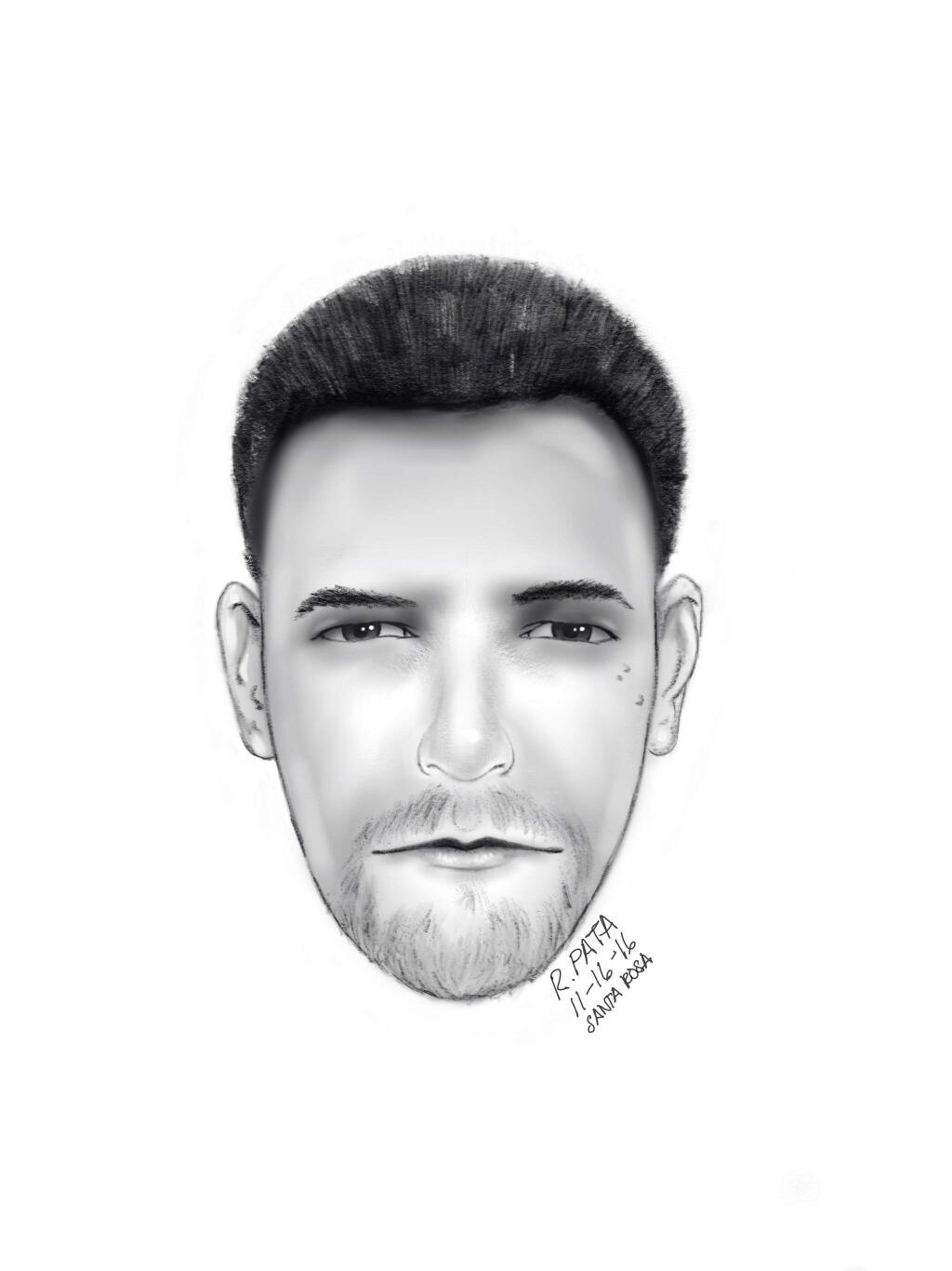A sketch of the man suspected of assaulting a woman in Santa Rosa in October. (COURTESY OF SANTA ROSA POLICE DEPARTMENT)