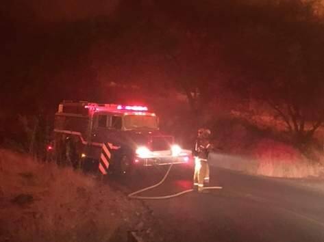 A strike team from Sonoma County, including crews from Rancho Adobe, Santa Rosa, Cloverdale, Sonoma Valley and Forestville, helped fight the Wall fire near Oroville. (COURTESY OF CHAD COSTA/ PETALUMA FIRE)